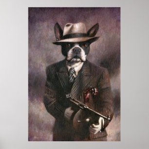 Affiche vintage de Boston Terrier de bandit des