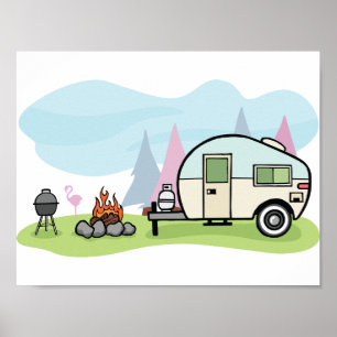 Affiche vintage de campeur de style