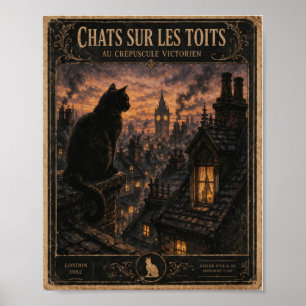 Affiche vintage de chat noir de Londres à l'époque