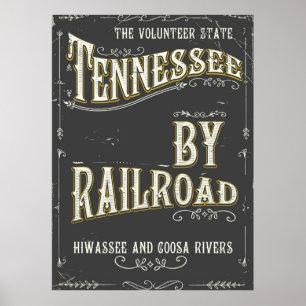 Affiche vintage de chemin de fer du Tennessee USA