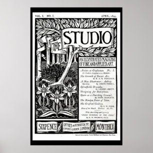 Affiche vintage de couverture de magazine d'art de