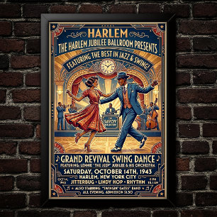 Affiche vintage de danse swing