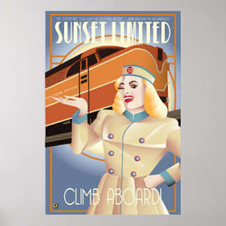 Affiche vintage de la compagnie de chemin de fer S