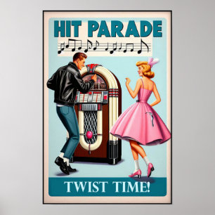 Affiche vintage de la fête de la danse des années 