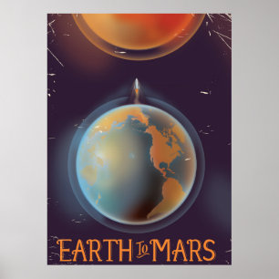 Affiche Vintage de la Terre vers Mars