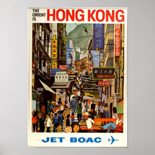 Affiche vintage de "l'Orient est Hong Kong"