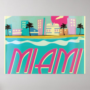 Affiche vintage de Miami des années 1980