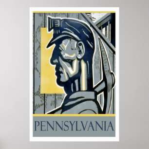 Affiche vintage de mineur de WPA Pennsylvanie