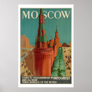 Affiche vintage de Moscou Intourist
