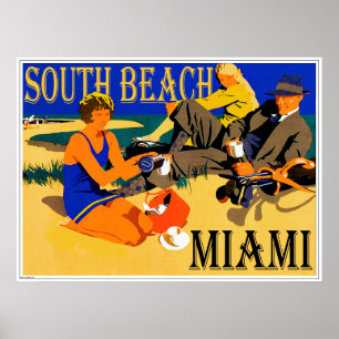 Affiche vintage de plage de Miami de plage du sud