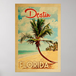 Affiche vintage de plage de palmier de Destin la