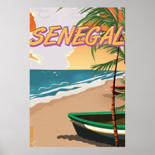 Affiche vintage de plage du Sénégal.