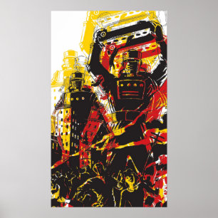 Affiche vintage de robot