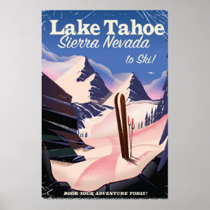 Affiche vintage de ski du lac Tahoe sierra nevada