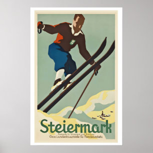 Affiche vintage de ski en Autriche Styria Winter S