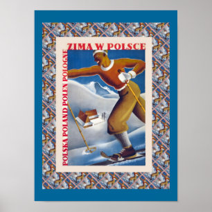 Affiche vintage de ski, Zima W Polsce, Pologne