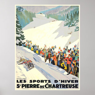 Affiche vintage de station de sports d'hiver de Fr