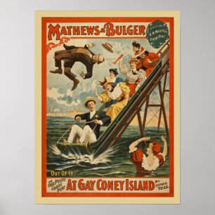 Affiche vintage de temps d'amusement de Coney
