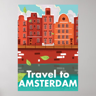 Affiche vintage de voyage à Amsterdam