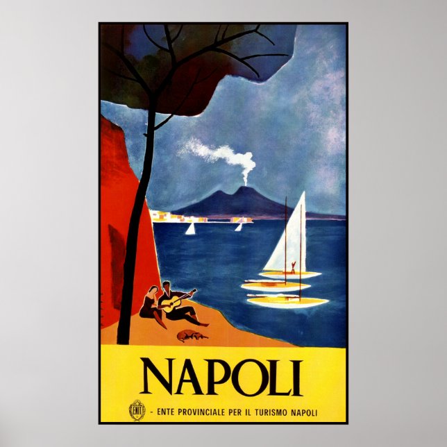 Affiche vintage de voyage à Naples (Devant)