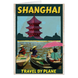 Affiche vintage de voyage de Changhaï