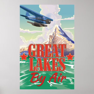 Affiche vintage de voyage de Great Lakes