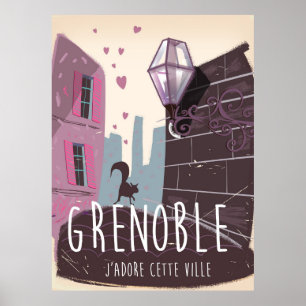 Affiche vintage de voyage de Grenoble France