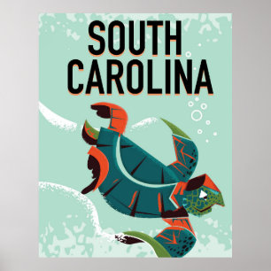 Affiche vintage de voyage de la Caroline du Sud