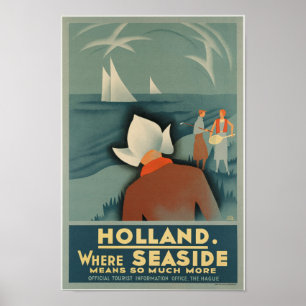 Affiche vintage de voyage de la Hollande