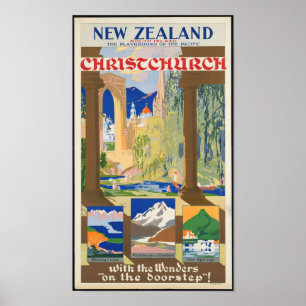 Affiche vintage de voyage de la Nouvelle Zélande