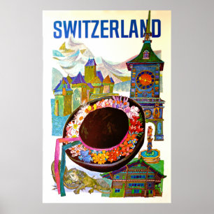 Affiche vintage de voyage de la Suisse