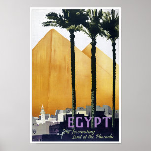 Affiche vintage de voyage de l'Egypte reconstituée