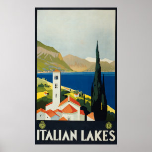 Affiche vintage de voyage de l'Italie de lacs