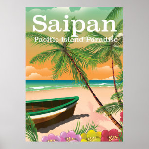 Affiche vintage de voyage de style de Saipan