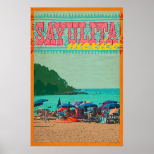 Affiche vintage de voyage de style de Sayulita