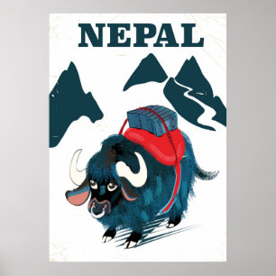 Affiche vintage de voyage de style de yaks du