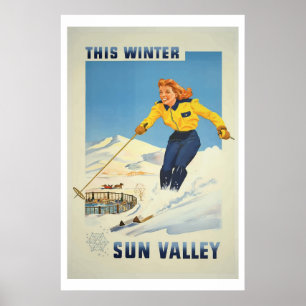 Affiche vintage de voyage de Sun Valley Idaho de