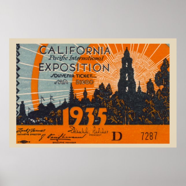 Affiche vintage de voyage des billets de San Diego (Devant)