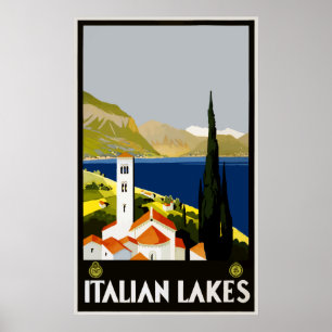 Affiche vintage de voyage en Italie - Les lacs ita