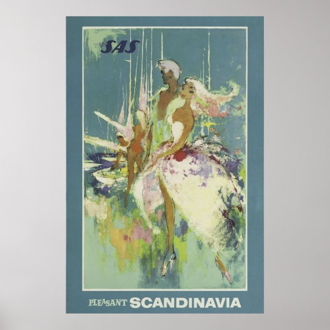 Affiche vintage de voyage scandinave, Retro (Devant)