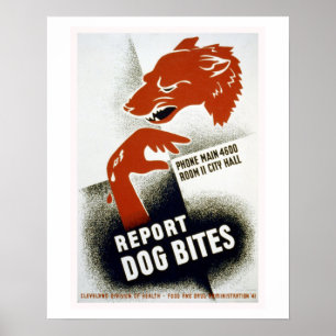 Affiche vintage de WPA de morsures de chien
