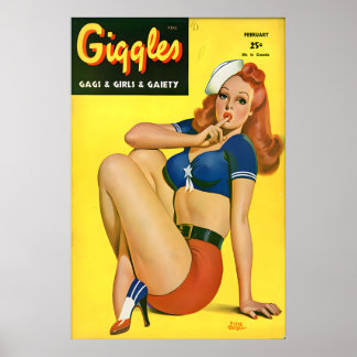 Affiche vintage des années 1940 Pin Up Girl & Toil