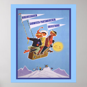 affiche vintage des sports d'hiver