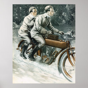 Affiche Vintage d'illustration de moto 1912