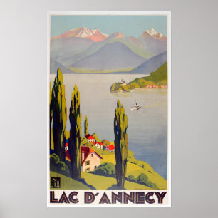 Affiche vintage du Lac d'Annecy en France 