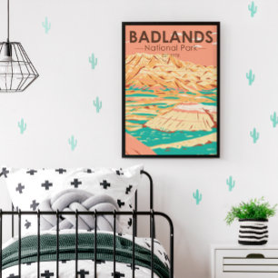 Affiche vintage du paysage du parc national de Bad