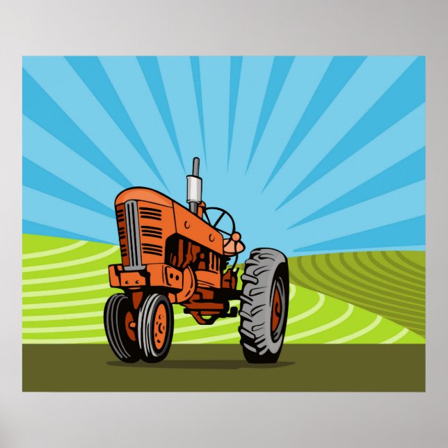 affiche vintage du tracteur agricole (Devant)