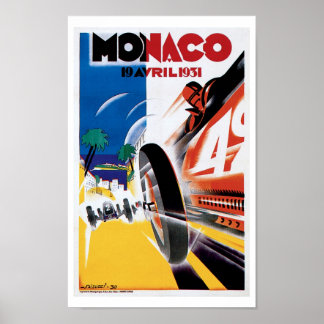 Affiche vintage d'une course automobile à Monaco -