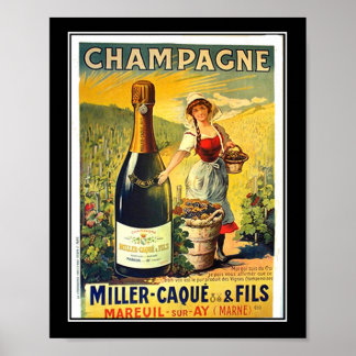 Affiche vintage Fille française avec publicité pou