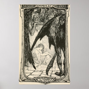 Affiche vintage foncée d'illustration de livre de